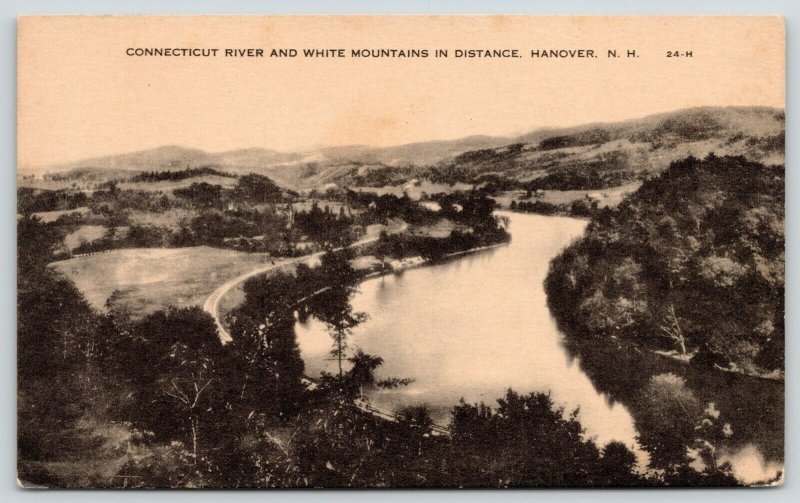 Hanover New Hampshire~Birdseye Train Tracks Follow Connecticut River Curves~1930 