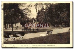 Old Postcard Moulins Place De La Republique Public Garden