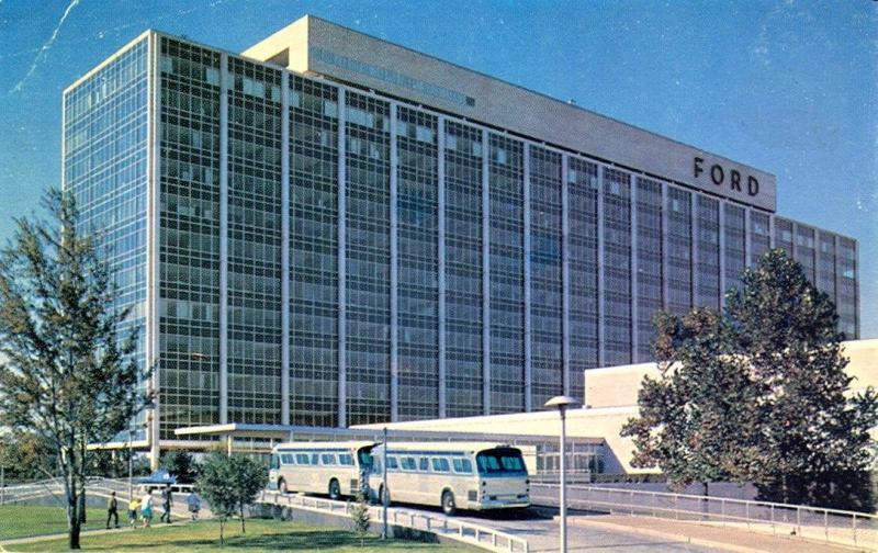 DEARBORN MI, Ford Motors, Central Offices, Chrome Vintage Postcard MI2701