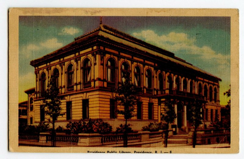 Postcard Providence Public Library Providence R. I. Standard View Card