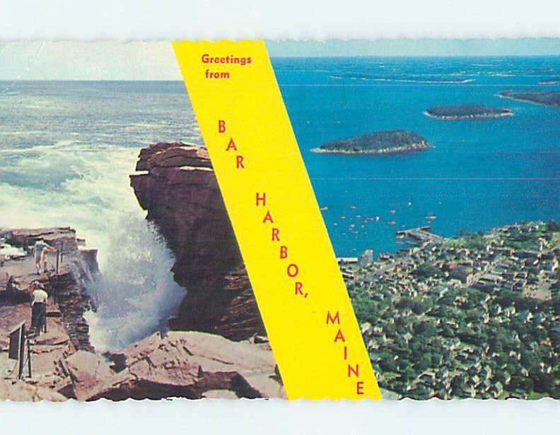 Pre-1980 TWO VIEWS ON CARD Bar Harbor Maine ME ho7561