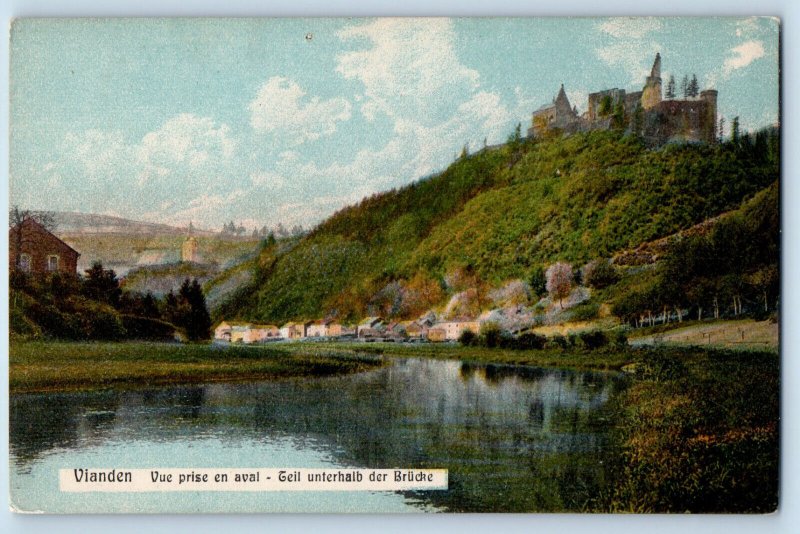 Vianden Luxembourg Postcard Short View Downstream Part Below The Bridge c1910