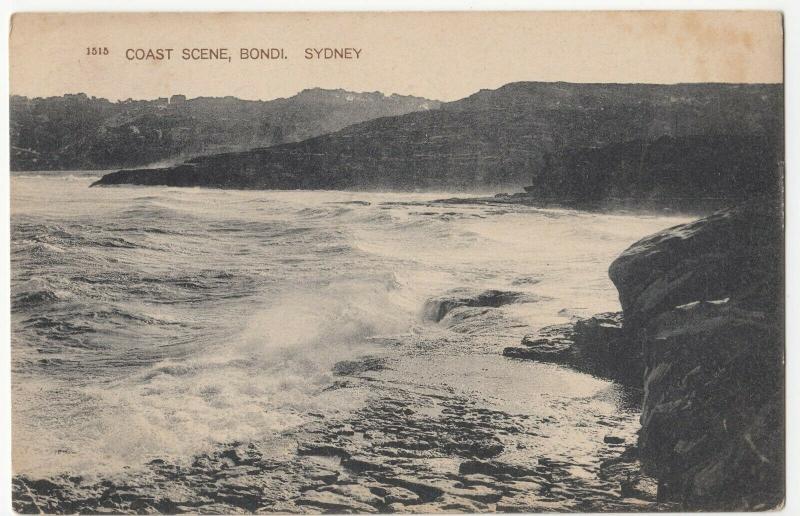 Australia; Coast Scene, Bondi, Sydney PPC, 1912, To Miss Hamilton, Summer Hill