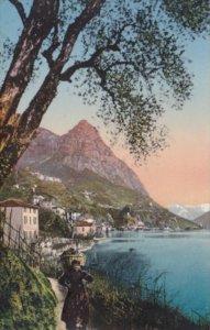 Switzerland Lago di Lugano Strada par Oria & S Mamette Real Photo