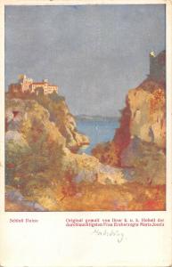 B105112 Italy Schloss DUino Original gemalt trieste