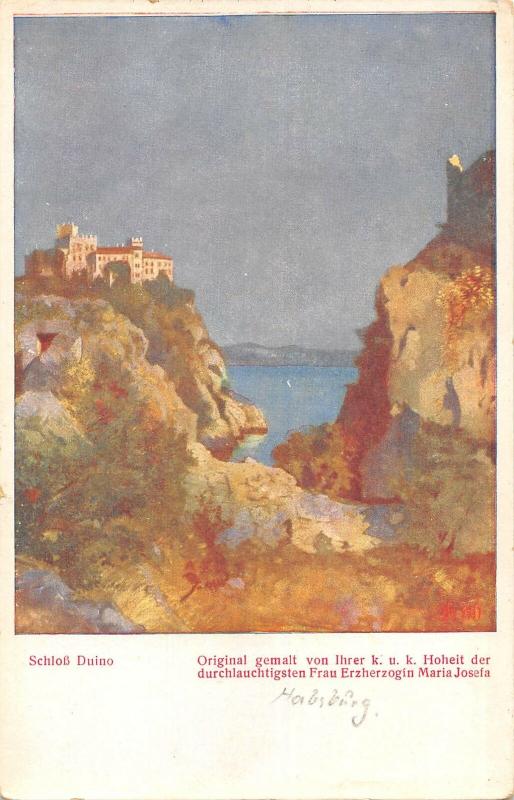 B105112 Italy Schloss DUino Original gemalt trieste