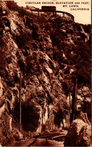 Mt Lowe California Circular Railway Bridge rock formations Vintage postcard