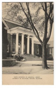 Postcard North Entrance Memorial Library University Delaware Newark DE