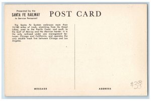 Santa Fe California Postcard Diesel Locomotive Pulling Freight Train Rail c1940
