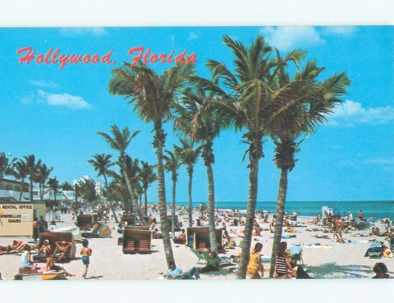 Pre-1980 UMBRELLA & CHAIR RENT BUSINESS AT BEACH Hollywood By Miami FL d6810-12