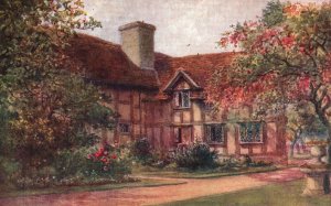 Vintage Postcard House Shakespeare's Birthplace Garden Stratford-on-Avon Artwork