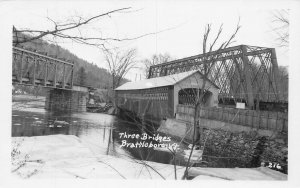 J75/ Brattleboro Vermont RPPC Postcard c1950s Covered Bridge 304