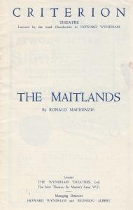 The Maitlands Drama John Gielgud Criterion London Theatre Programme