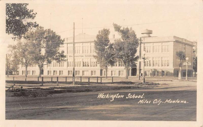 Miles City Montana Washington School Real Photo Antique Postcard K16309