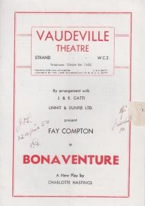 Bonaventure Fay Compton Religious Vaudeville London Theatre Programme