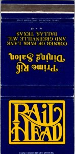 Vintage Matchbook Cover Rail Head Restaurant Dallas, Texas MB178