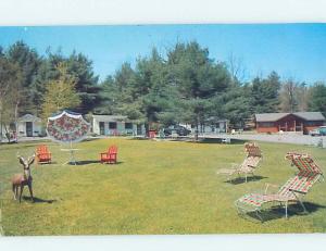 Pre-1980 MIDCENTURY MODERN LAWN CHAIRS AT LEE'S MOTEL Lake George NY c3972-23