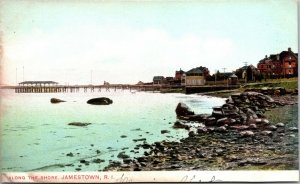 RI Jamestown 1906 View Along the Shore Pier and Houses POSTCARD