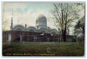 1907 View Of Herbivora Building Zoo Cincinnati Ohio OH Antique Posted Postcard 