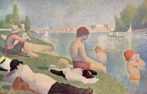 Seurat Bathing At Asnieres Original Tate Gallery Painting Postcard