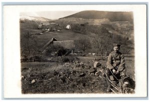 Mortefontaine Hauts-de-France France Postcard WW1 Soldier c1910 RPPC Photo