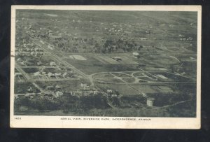 INDEPENDENCE KANSAS AERIAL VIEW RIVERSIDE PARK FOOTBALL STADIUM POSTCARD