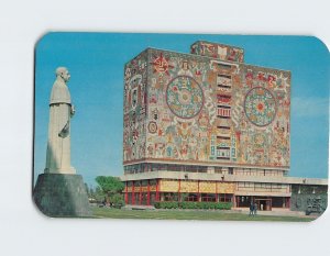 Postcard Building the Library at Ciudad Universitaria, Mexico City, Mexico