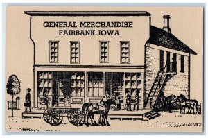 c1910 General Merchandise Horse Buggy People Building Fairbank Iowa IA Postcard