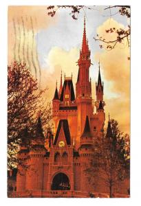 Walt Disney World Florida Fantasyland Cinderellas Castle at Dusk Vntg Postcard