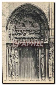 Postcard Old Cathedral of Chartres Royal Portal detail