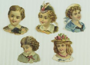 1880's Victorian Die Cut Adorable Kids Assorted Lot of 5 Z13