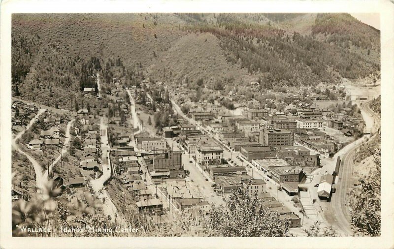 RPPC Postcard; Wallace ID Town View, Idaho's Mining Center, Shoshone County