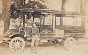 Canton OH Knox Tea Coffee Groceries Kelly Truck RPPC Real Photo Postcard