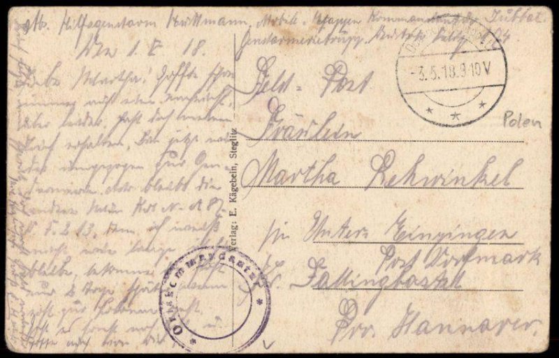 Germany WWI General Hindenburg Patriotic Oberkommandatur Feldpost PPC G67450