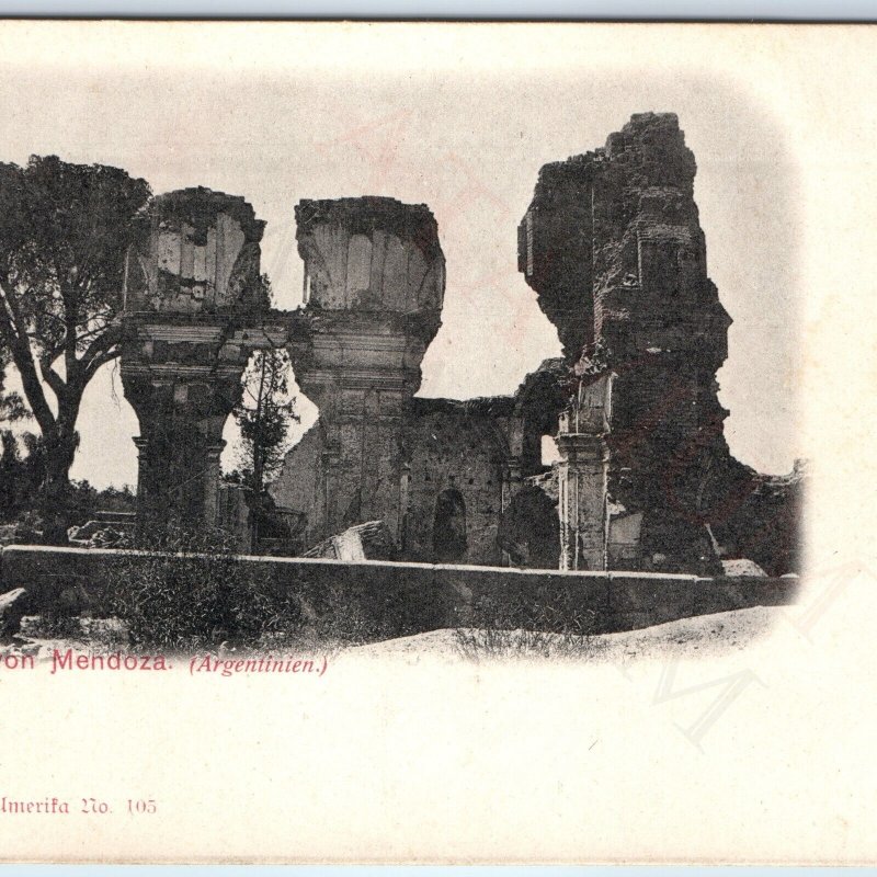 c1900s UDB Mendoza, Argentina Ruins Collotype Photo by Albert Aust. Hamburg A193