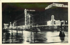 Automobiles Center Street Night Reno Nevada 1930s RPPC Photo Postcard 20-11733