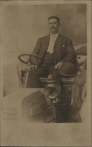 Chicago IL White City Amusement Park Studio Portrait Prop Car RPPC Postcard