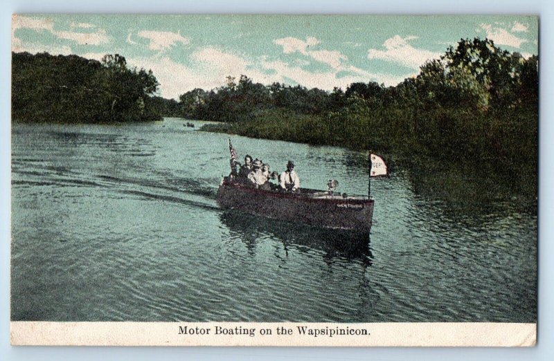 Independence Iowa Postcard Motor Boating Wapsipinicon Boat 1912 Vintage Antique