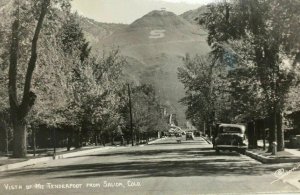 Vista of Mt. Tenderfoot Salida CO RPPC Postcard Real Photo Car Street Sanborn
