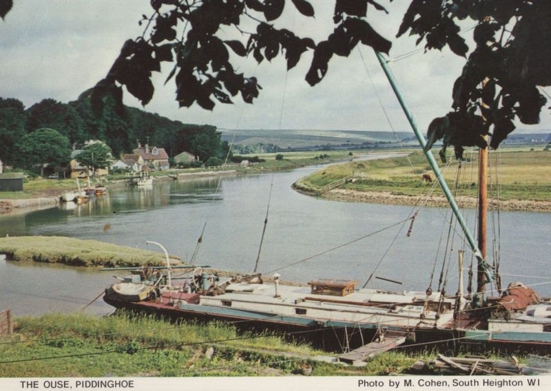 The Ouse Piddinghoe Boats River Sussex Postcard