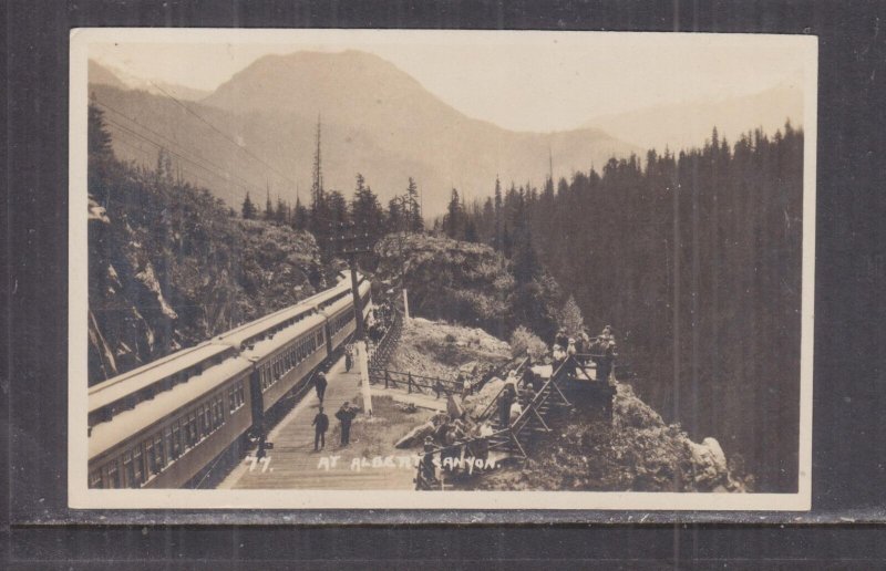 CANADA, BANFF, Mt. ALBERT CANYON, TRAIN, c1920 real photo ppc., unused.