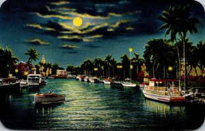 Florida Fort Lauderdale New River Under Moonlight