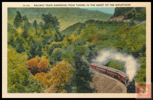 Railway Train Emerging from Tunnel in the Heart of the Mountains