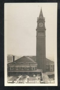 RPPC SEATTLE WASHINGTON RAILROAD STATION DEPOT OLD CARS REAL PHOTO POSTCARD