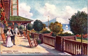 Postcard Mount Tacoma from the Tacoma Hotel in Tacoma, Washington