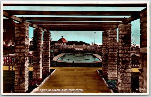 The Rest Gardens Southbourne England Hand Colored RPPC Real Photo Postcard