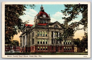 Green Bay Wisconsin~Brown County Court House Bldg~PM 1946~Vintage Linen Postcard