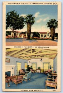 1941 Riverside California Postcard El Camino Motel Orange Grove Room Office