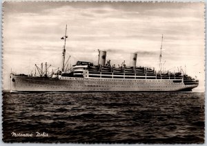 Motonave Italia Steamer Italy Real Photo RPPC Postcard