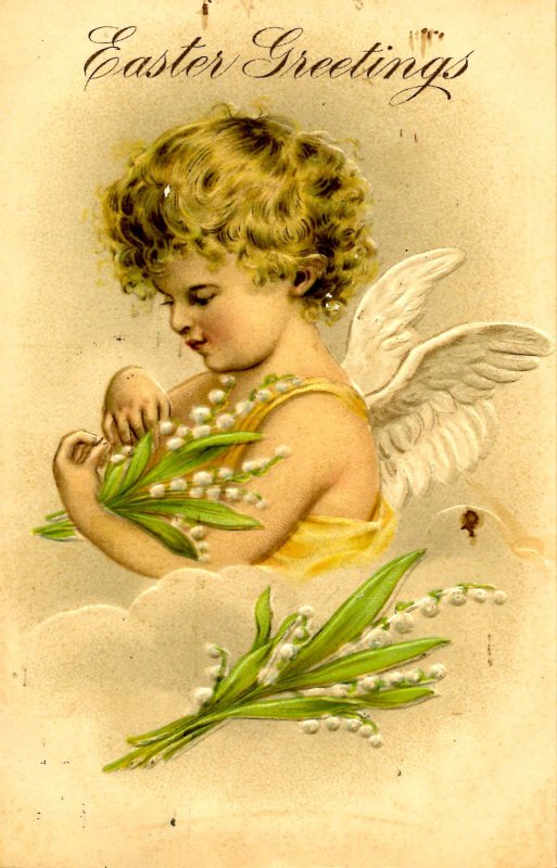 Greeting - Easter. Angel  (soiled)